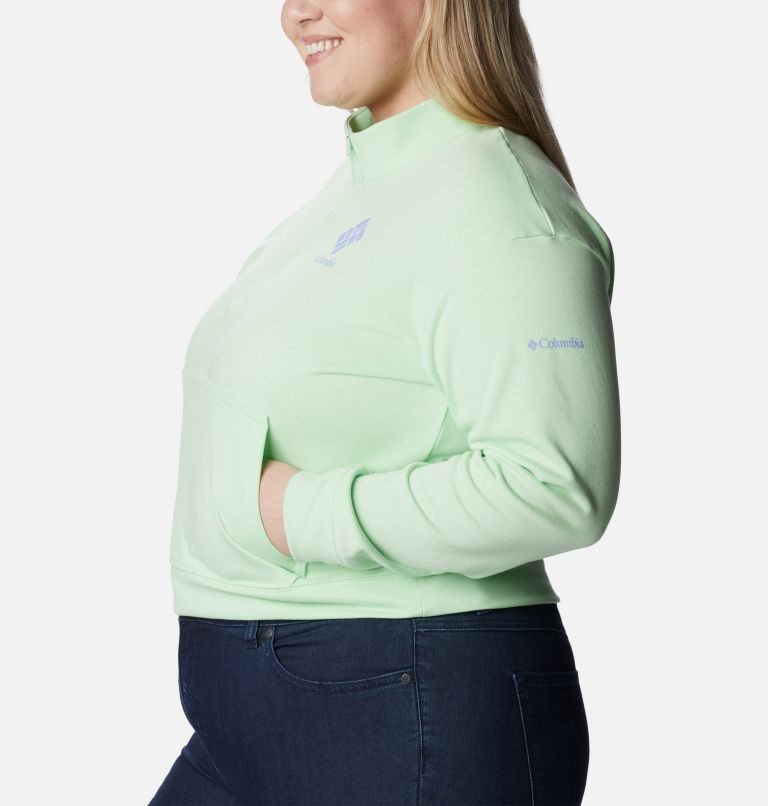 Hanorace Columbia Trek French Terry Half Zip Dama Verde Menta | Plus Size VQSAQZM07